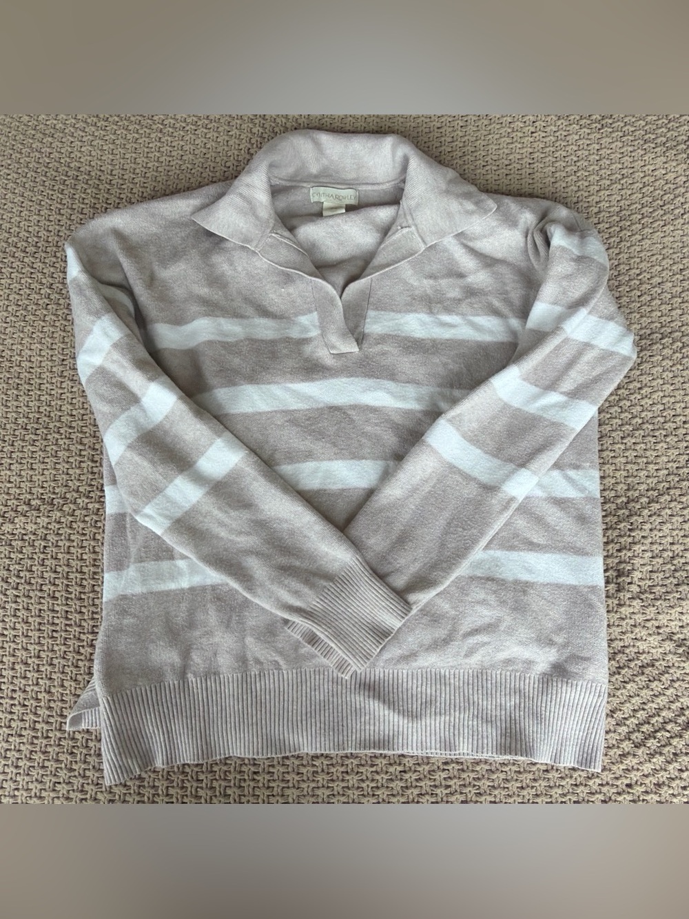 Cynthia Rowley Tan and White Striped Sweater